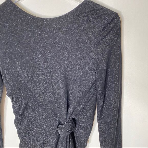 Do & Be Black Glitter Long Sleeve Knotted Dress SM - Picture 3 of 8
